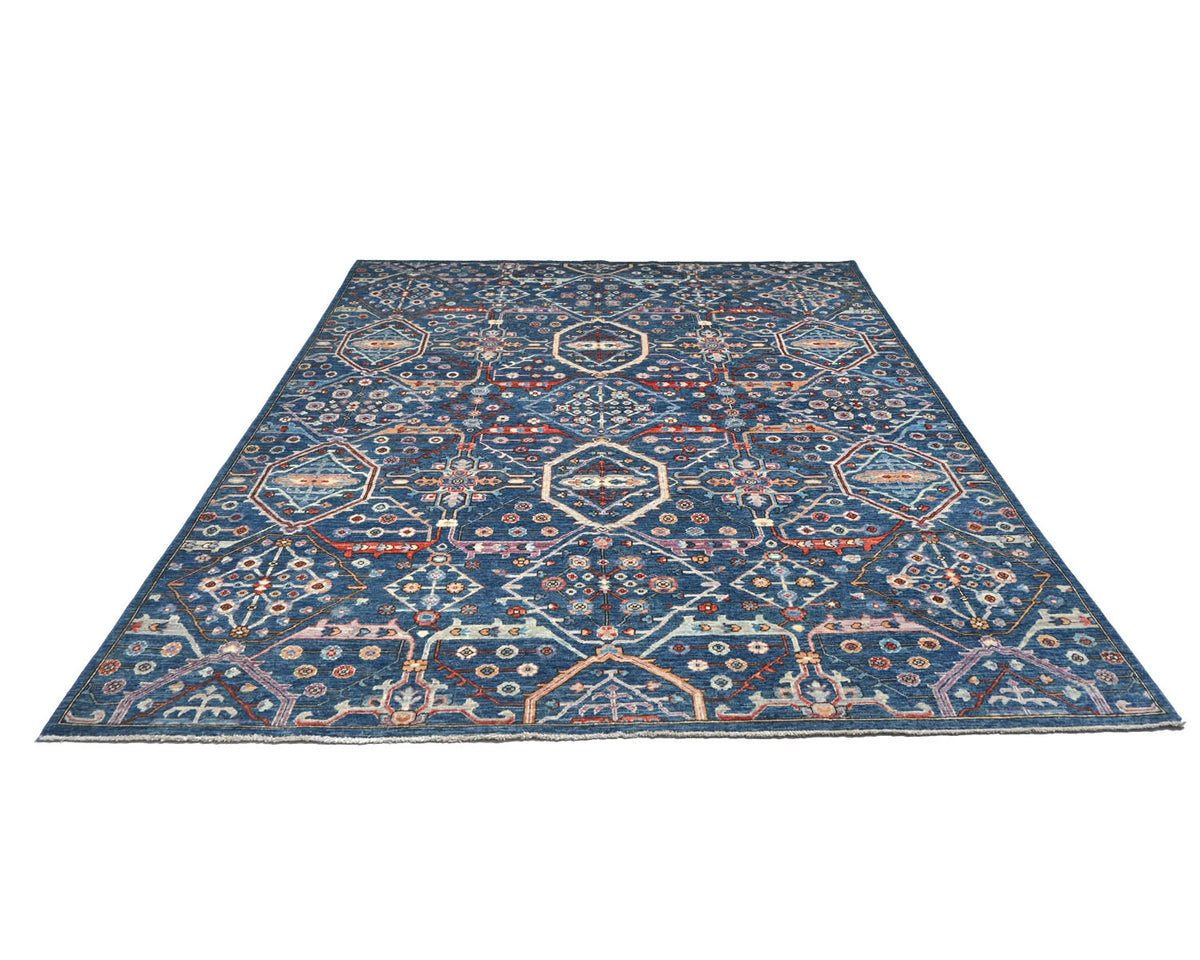 8x10 Blue Aryana Afghan Hand Knotted Veg Dye Wool Area Rug