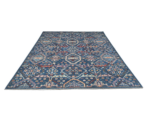 8x10 Blue Aryana Afghan Hand Knotted Veg Dye Wool Area Rug