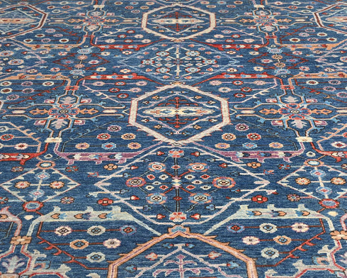 8x10 Blue Aryana Afghan Hand Knotted Veg Dye Wool Area Rug