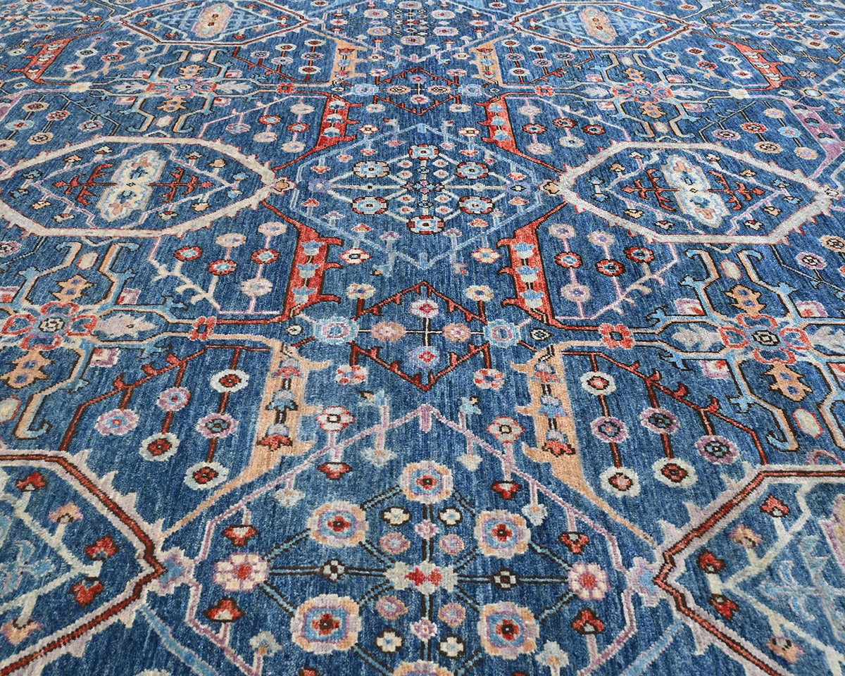 8x10 Blue Aryana Afghan Hand Knotted Veg Dye Wool Area Rug