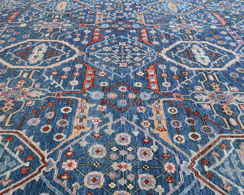 8x10 Blue Aryana Afghan Hand Knotted Veg Dye Wool Area Rug