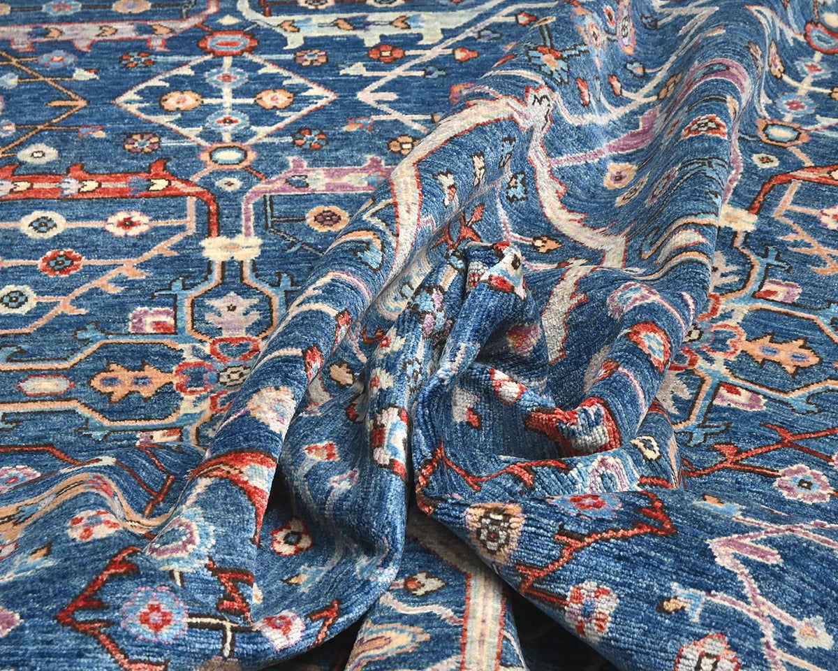 8x10 Blue Aryana Afghan Hand Knotted Veg Dye Wool Area Rug