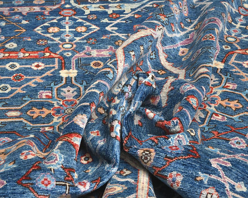8x10 Blue Aryana Afghan Hand Knotted Veg Dye Wool Area Rug
