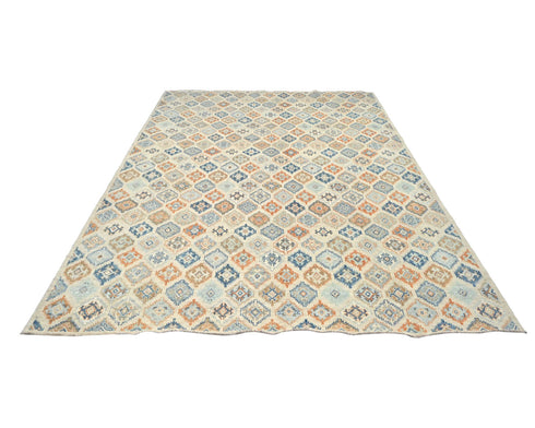 Alfombra afgana Aryana beige de lana teñida con vegetales, anudada a mano, de 9 x 11'4