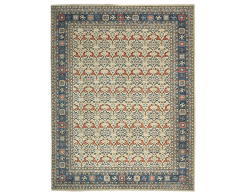 9x12 Zeigler Gray Afghan Hand Knotted Wool Area Rug