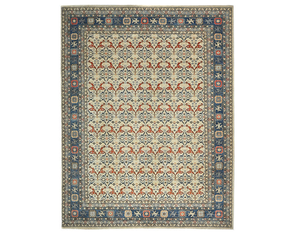 9x12 Zeigler Gray Afghan Hand Knotted Wool Area Rug