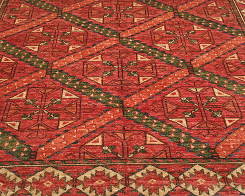 5x7 Rusty Red Ersari Afghan Hand Knotted Veg Dye Wool Area Rug