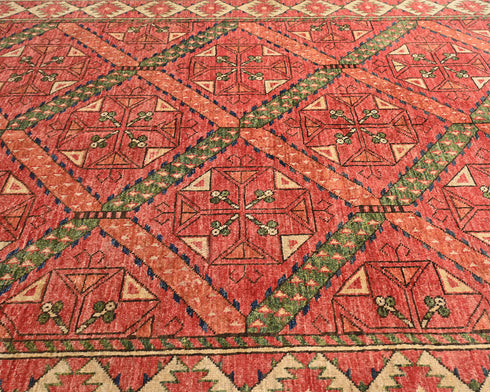 5x7 Rusty Red Ersari Afghan Hand Knotted Veg Dye Wool Area Rug