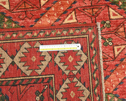 5x7 Rusty Red Ersari Afghan Hand Knotted Veg Dye Wool Area Rug