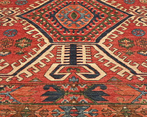 5x7 Rusty Red Ersari Afghan Hand Knotted Veg Dye Wool Area Rug