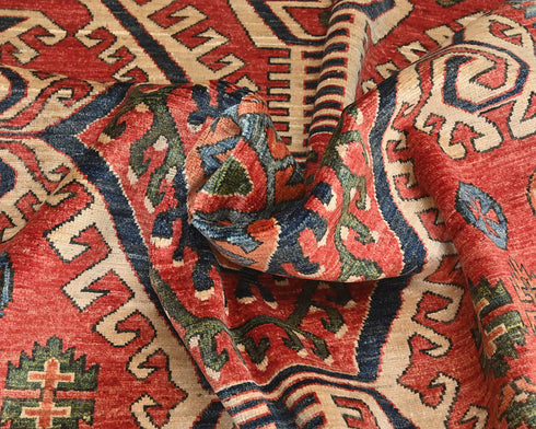 5x7 Rusty Red Ersari Afghan Hand Knotted Veg Dye Wool Area Rug