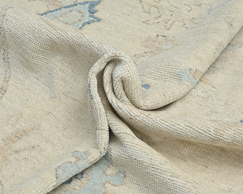 Beige 9x12 Ft Oushak Turkish Hand Knotted Traditional Soft Wool Area Rug