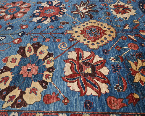 5x8 Blue Aryana Afghan Hand Knotted Veg Dye Wool Area Rug