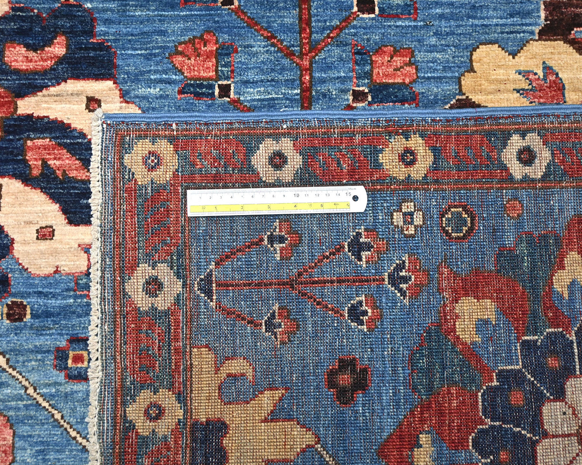 5x8 Blue Aryana Afghan Hand Knotted Veg Dye Wool Area Rug