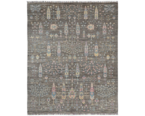 8x10 Gray Khurgeen Afghan Hand Knotted Wool Area Rug
