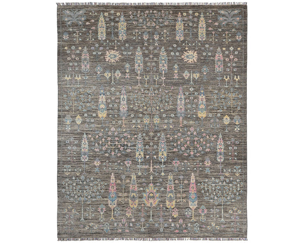8x10 Gray Khurgeen Afghan Hand Knotted Wool Area Rug