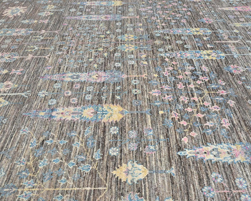 8x10 Gray Khurgeen Afghan Hand Knotted Wool Area Rug