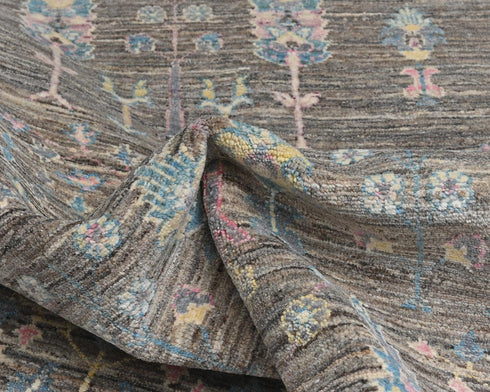 8x10 Gray Khurgeen Afghan Hand Knotted Wool Area Rug