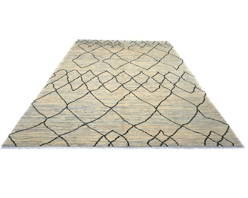 10x14 Moroccan Beige Hand Woven Wool Area Rug