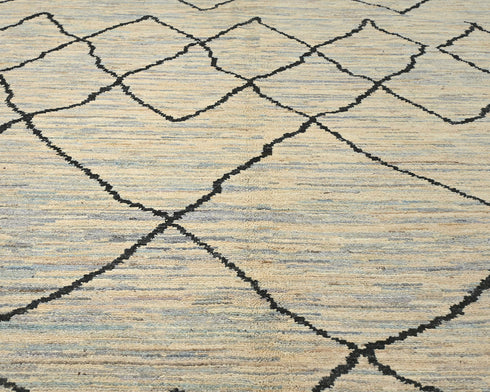 10x14 Moroccan Beige Hand Woven Wool Area Rug