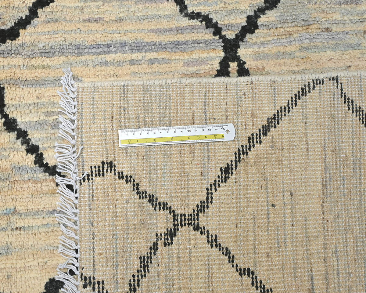 10x14 Moroccan Beige Hand Woven Wool Area Rug