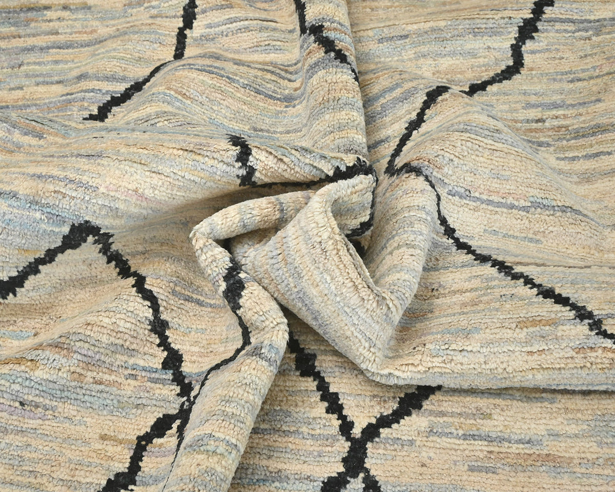 10x14 Moroccan Beige Hand Woven Wool Area Rug
