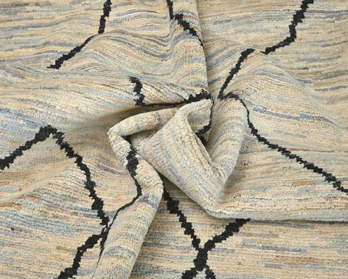 10x14 Moroccan Beige Hand Woven Wool Area Rug