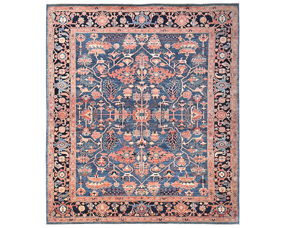 8x10 Blue Aryana Afghan Hand Knotted Veg Dye Wool Area Rug