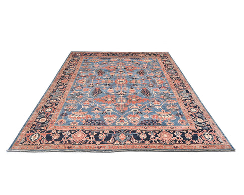8x10 Blue Aryana Afghan Hand Knotted Veg Dye Wool Area Rug