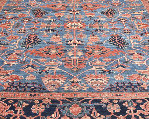 8x10 Blue Aryana Afghan Hand Knotted Veg Dye Wool Area Rug