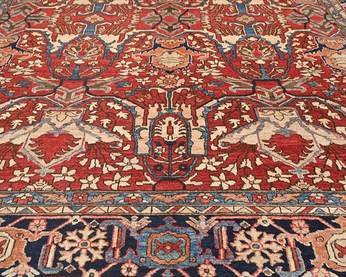 9x12 Red Blue Aryana Afghan Hand Knotted Veg Dye Wool Area Rug