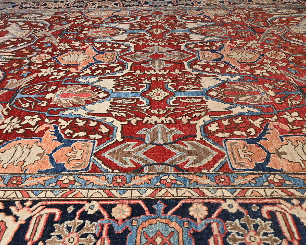 9x12 Red Blue Aryana Afghan Hand Knotted Veg Dye Wool Area Rug