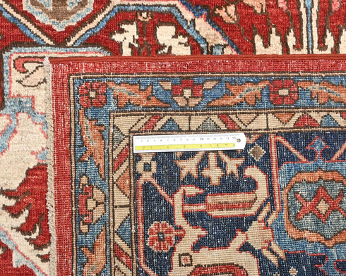 9x12 Red Blue Aryana Afghan Hand Knotted Veg Dye Wool Area Rug