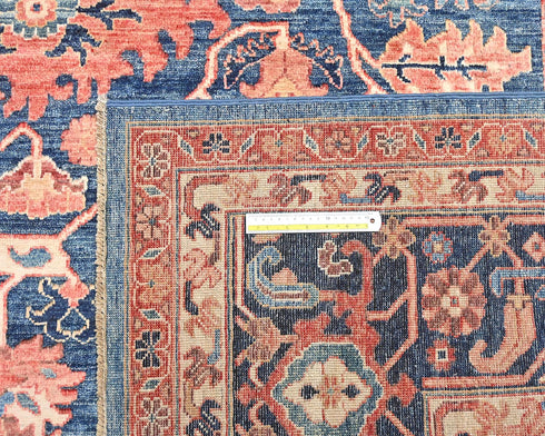 9x12 Blue Aryana Afghan Hand Knotted Veg Dye Wool Area Rug