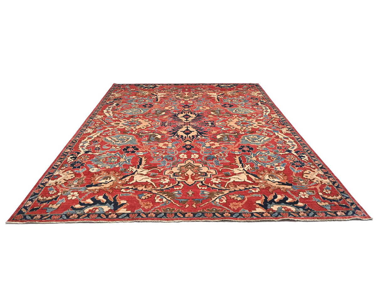 Red 9x12 Aryana Afghan Hand Knotted Veg Dye Wool Area Rug