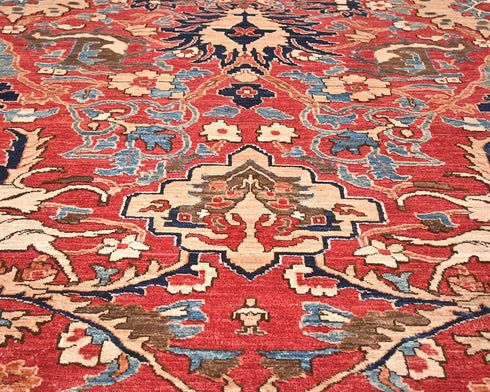 Red 9x12 Aryana Afghan Hand Knotted Veg Dye Wool Area Rug