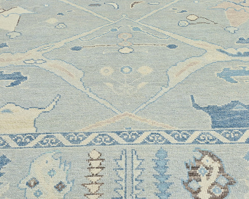 8x10 Ft Silver Gray Turkish Hand Knotted Oushak Soft Wool Area Rug