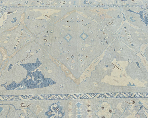 8x10 Ft Silver Gray Turkish Hand Knotted Oushak Soft Wool Area Rug