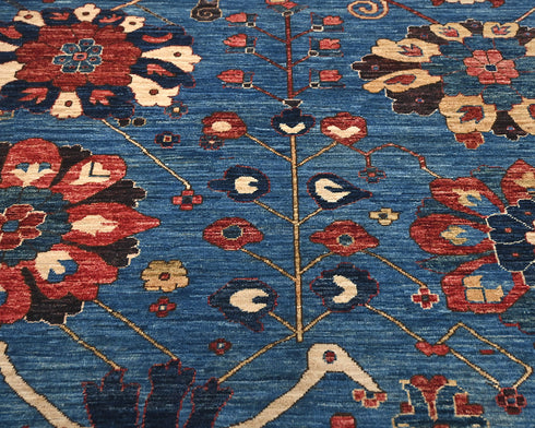 5x8 Blue Aryana Afghan Hand Knotted Veg Dye Wool Area Rug