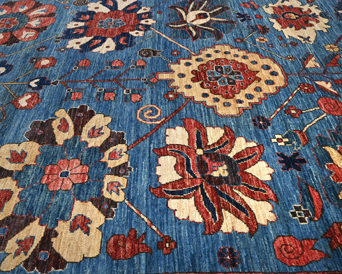 5x8 Blue Aryana Afghan Hand Knotted Veg Dye Wool Area Rug
