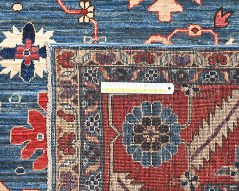 8x10 Blue Red Aryana Afghan Hand Knotted Veg Dye Wool Area Rug