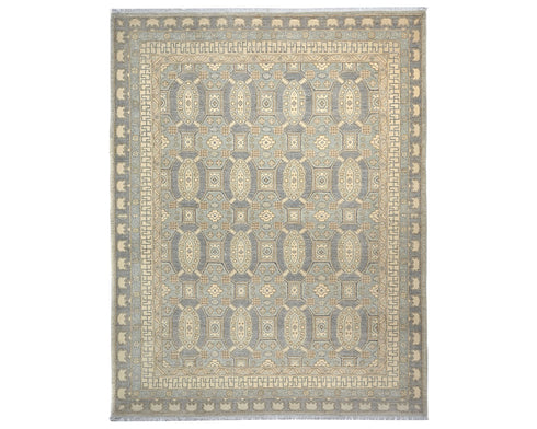 8x11 Zeigler Gray Afghan Hand Knotted Wool Area Rug