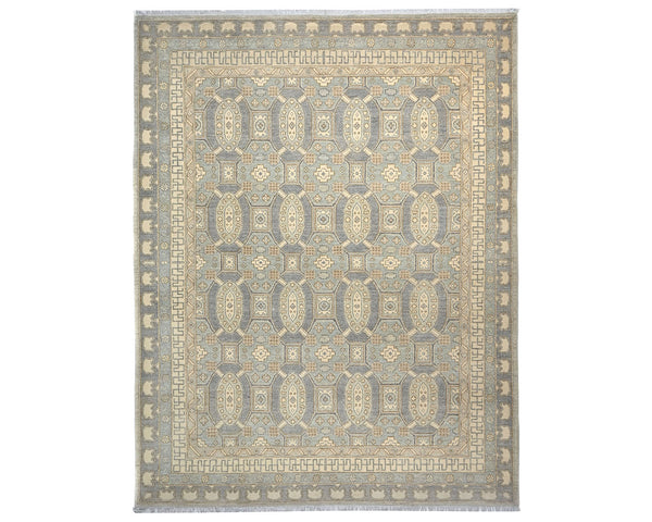 8x11 Zeigler Gray Afghan Hand Knotted Wool Area Rug