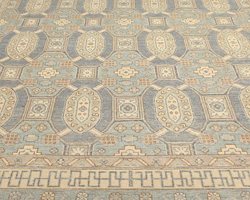 8x11 Zeigler Gray Afghan Hand Knotted Wool Area Rug