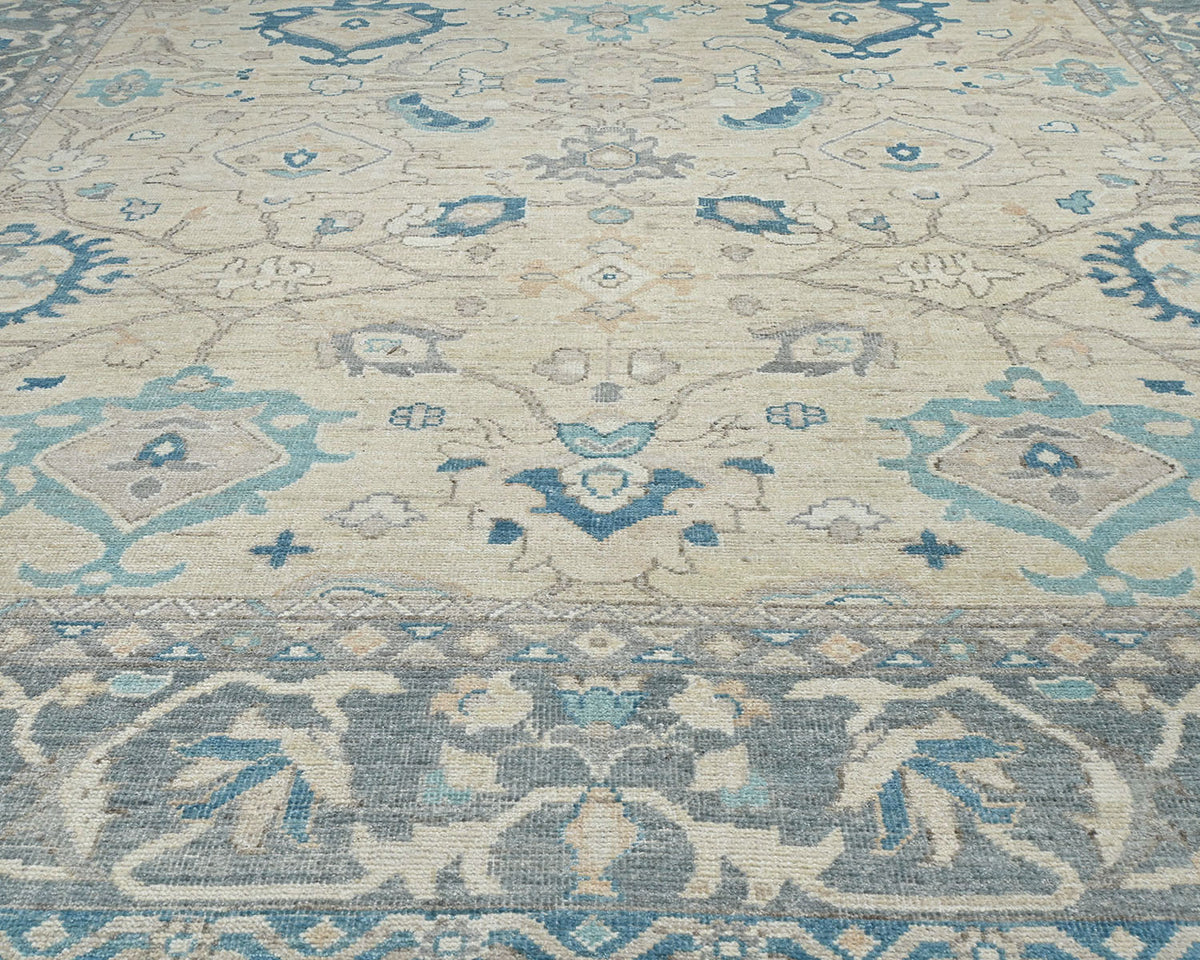10x14 Beige Oushak Turkish Hand Knotted Soft Wool Area Rug