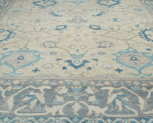 10x14 Beige Oushak Turkish Hand Knotted Soft Wool Area Rug