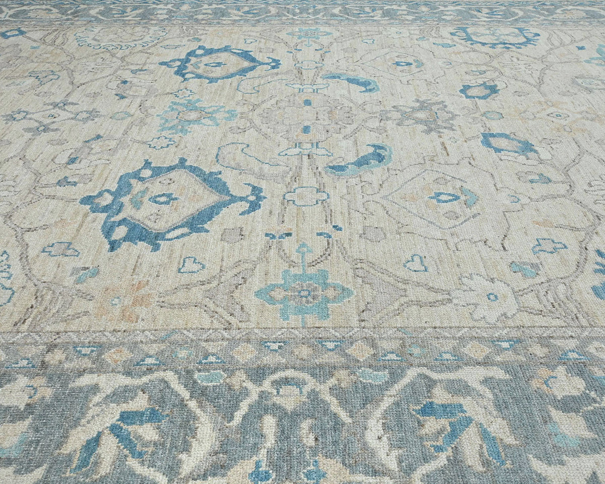 10x14 Beige Oushak Turkish Hand Knotted Soft Wool Area Rug