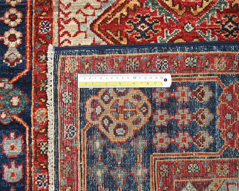 3x5 Beige Blue Aryana Afghan Hand Knotted Veg Dye Wool Area Rug