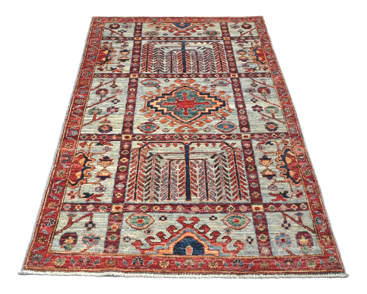 3x5 Gray Aryana Afghan Hand Knotted Veg Dye Wool Area Rug