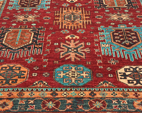 5x7 Red Ersari Afghan Hand Knotted Veg Dye Wool Area Rug
